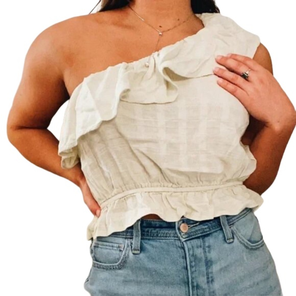 American Eagle One Shoulder Ruffle Top